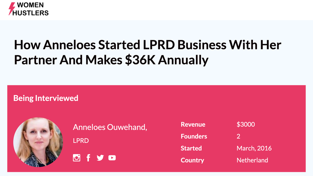LPRD founder Anneloes interviewed about the business