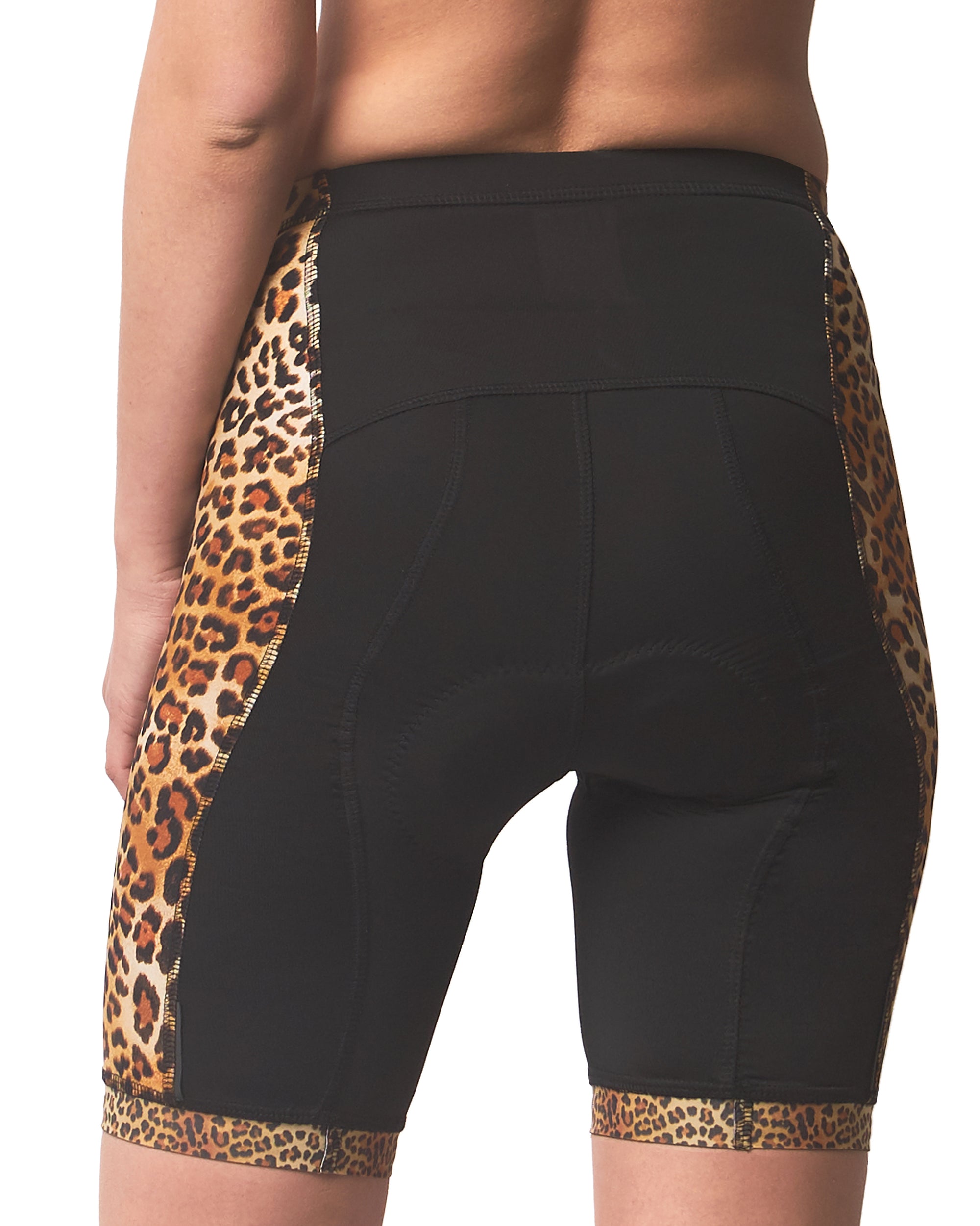 LPRD Leopard Panel Cycling Shorts | Back View Close