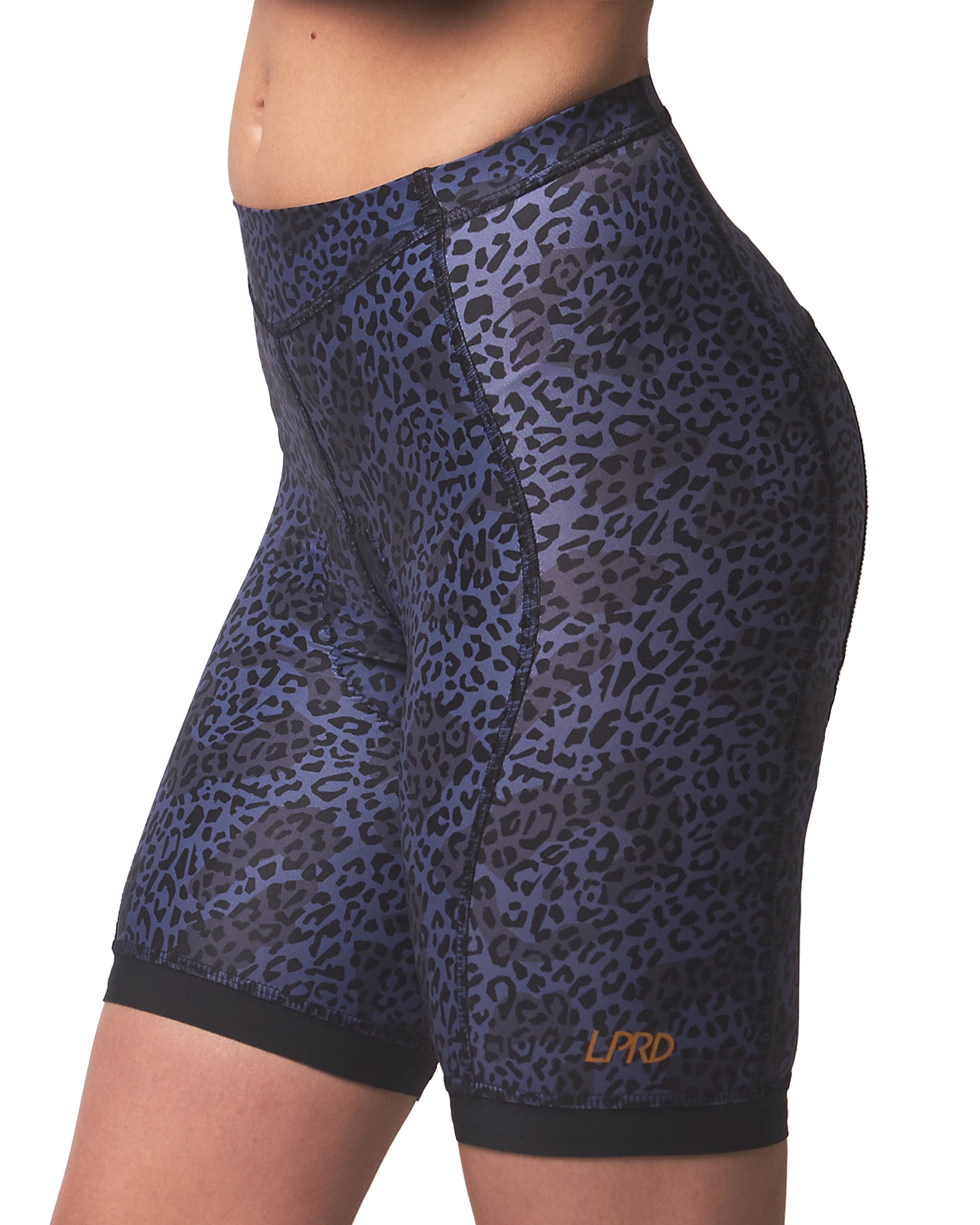 LPRD Midnight Leopard Cycling Shorts | Side View Close