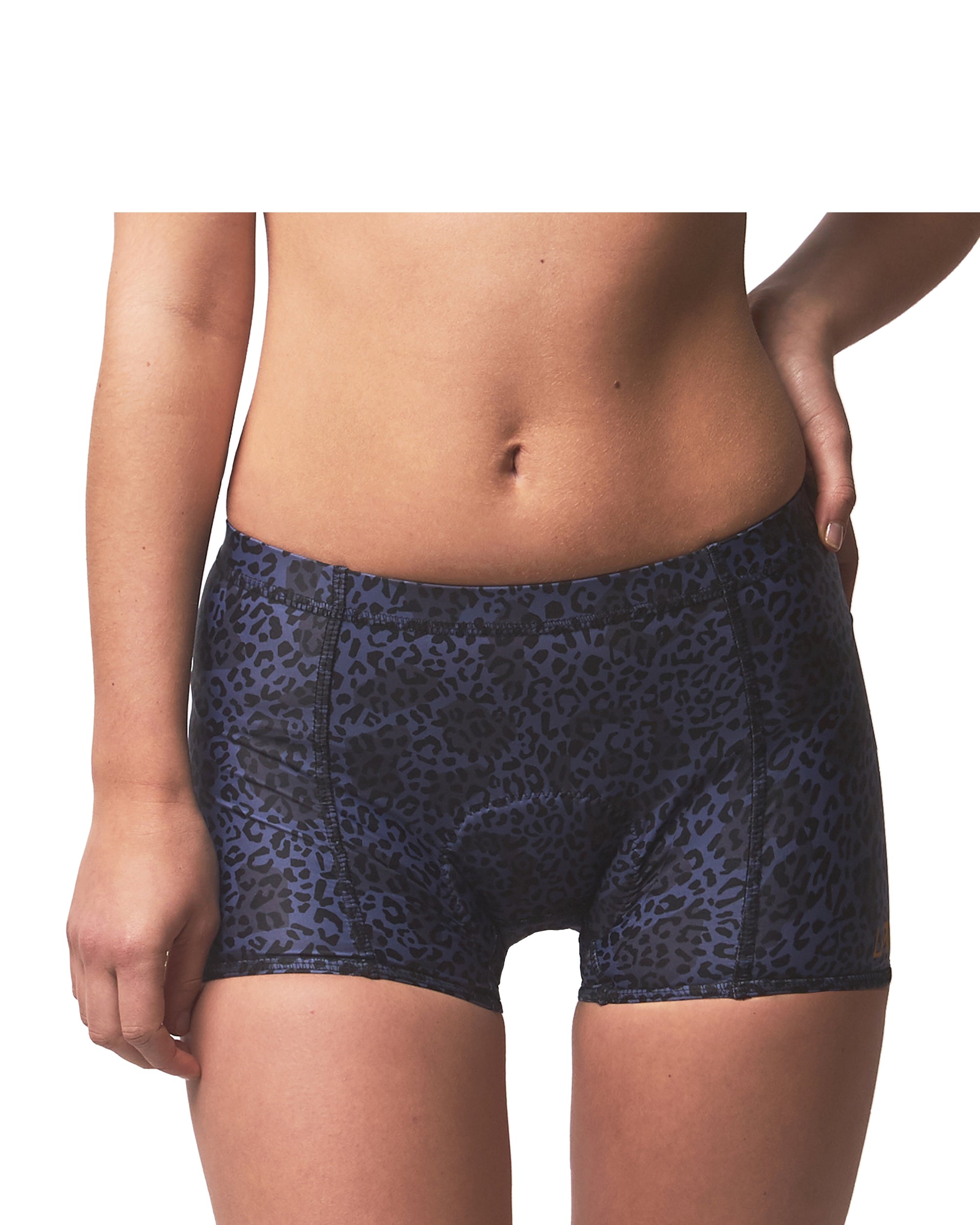 LPRD Midnight Leopard Cycling Hotpants | Front View Close