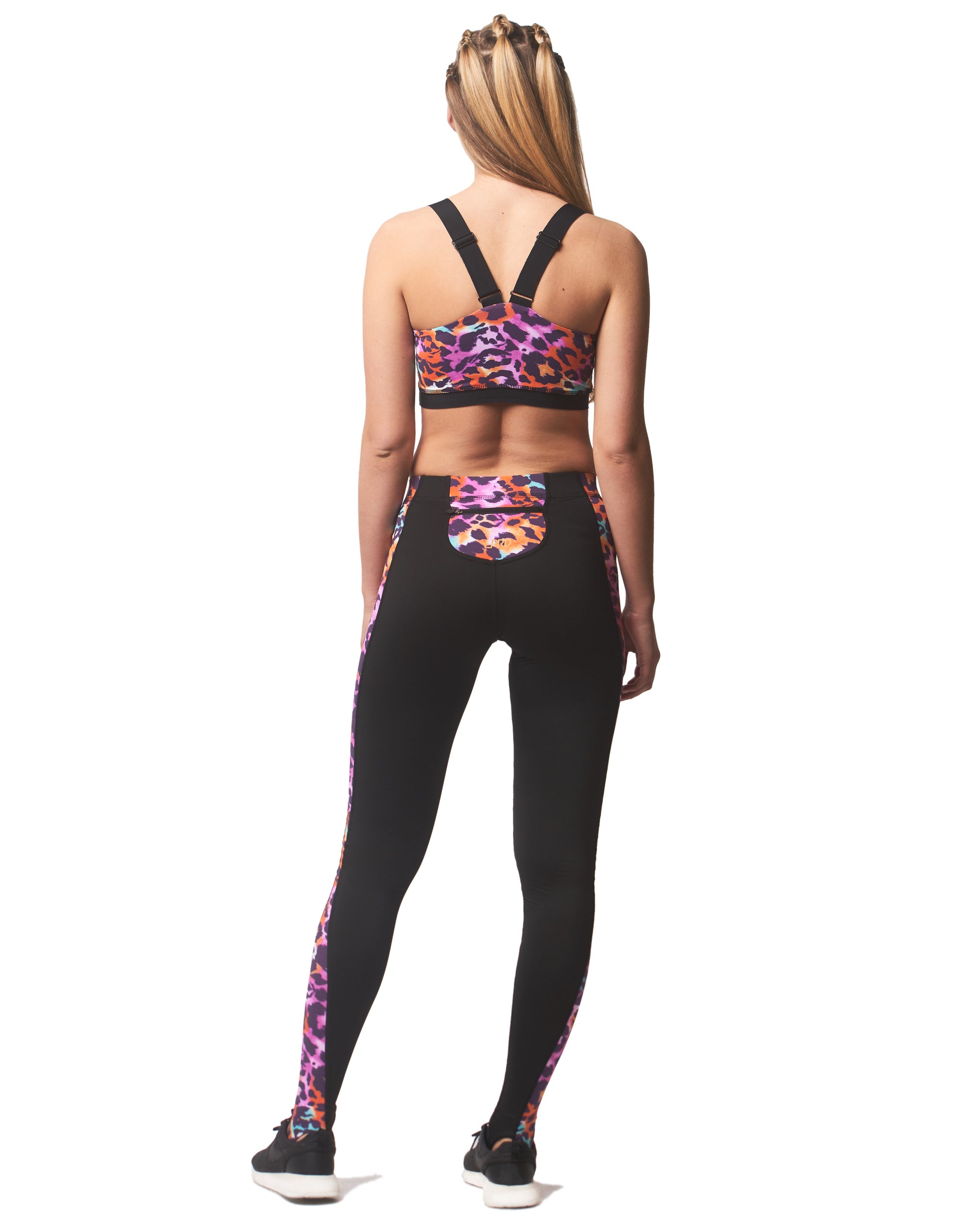 Sports leggings - Black with colourful pink leopard print - Stylish and  flattering performance tights for yoga, running, cycling and active sports  - LPRD