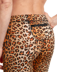 Leopard print gym leggings with a zip pocket for your keys.