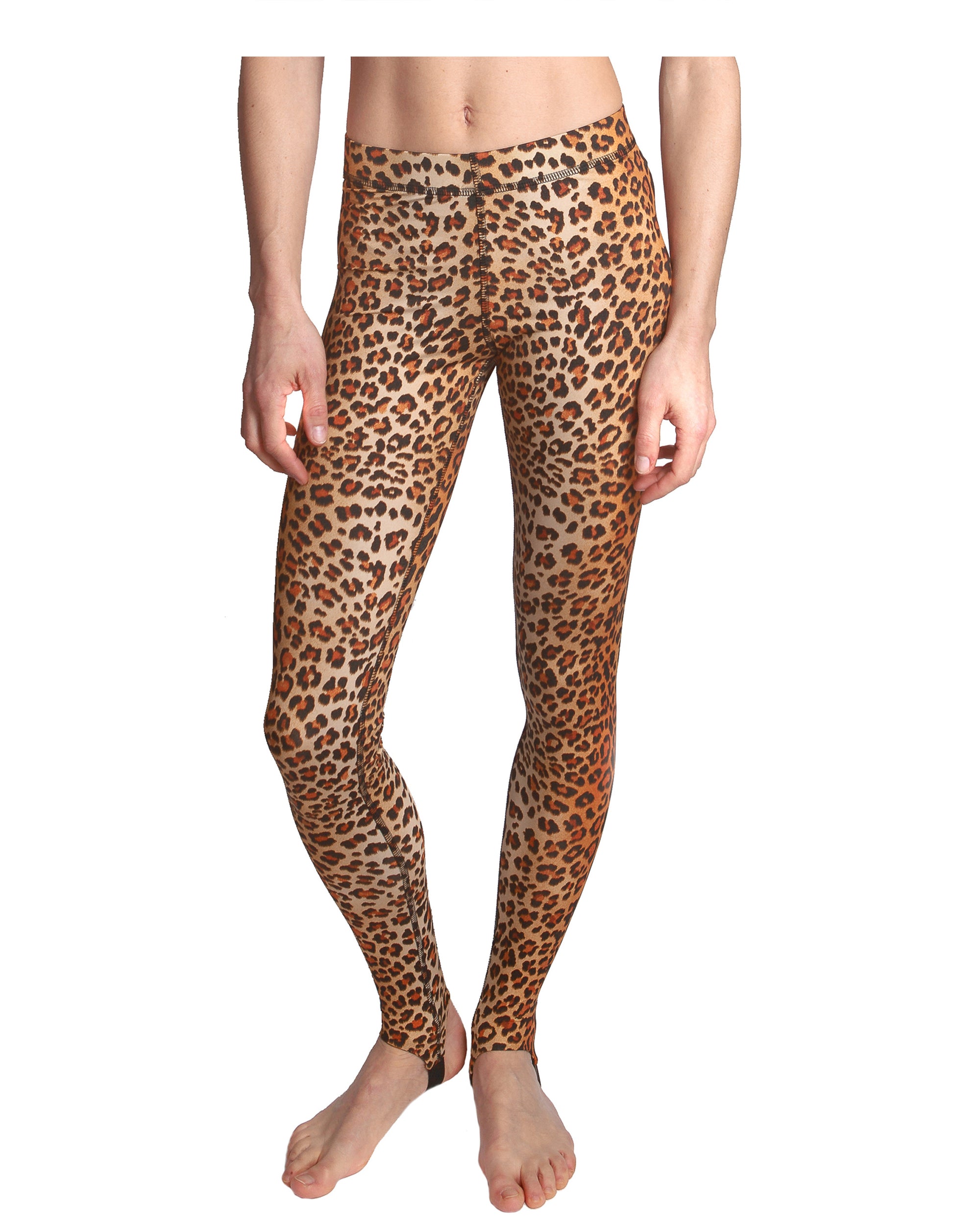 Tan Leopard Leopard Print Leggings, Pants