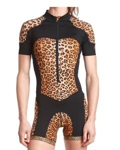 Fasionable cycling leopard print skinsuit