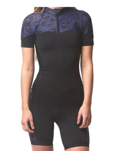LPRD Midnight Leopard Panel Cycling Skinsuit | Front View Close