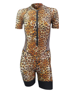 Cycling Skinsuit in Leopard Print