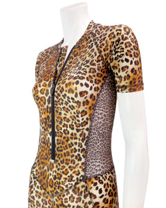 Skinsuit Leopard Print front zipper detail
